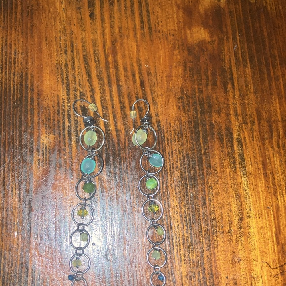 Elegant Multi-Color gem silver Dangle Earrings